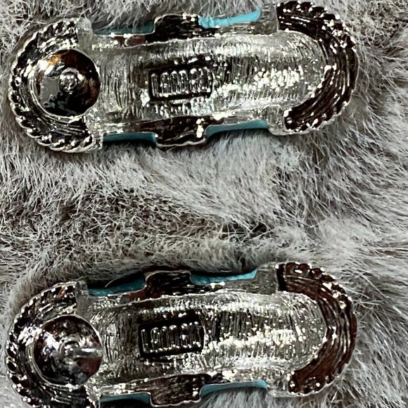 Landau silver and turquoise enamel earrings - Picture 4 of 6